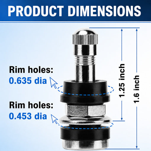 Clamp-in Metal Tire Valve Stem Set