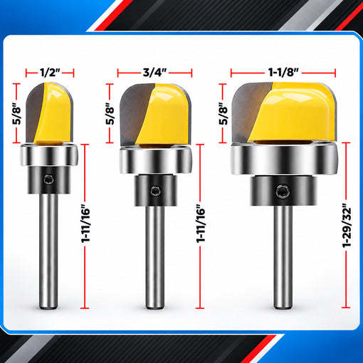 3PCS Bowl and Tray Template Router Bit Set