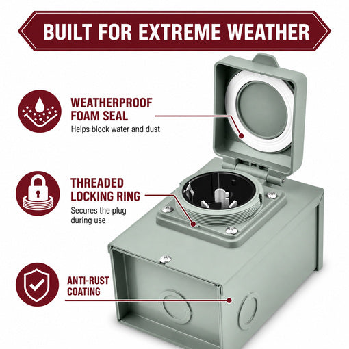 Shipping Container 50 Amp Generator Power Inlet Box