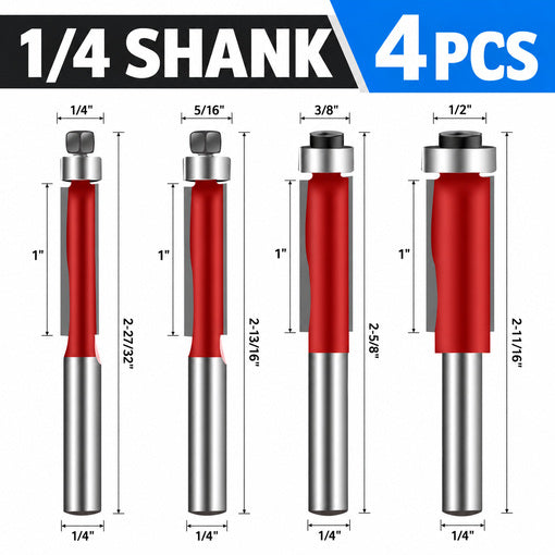 2PCS 4-in-1 Rounded Corner Router Template with 4 Milling Cutters