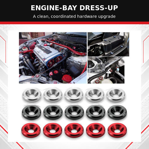 25PCS Fender Bumper Washers Engine Bay Dress Up Fastener Kit