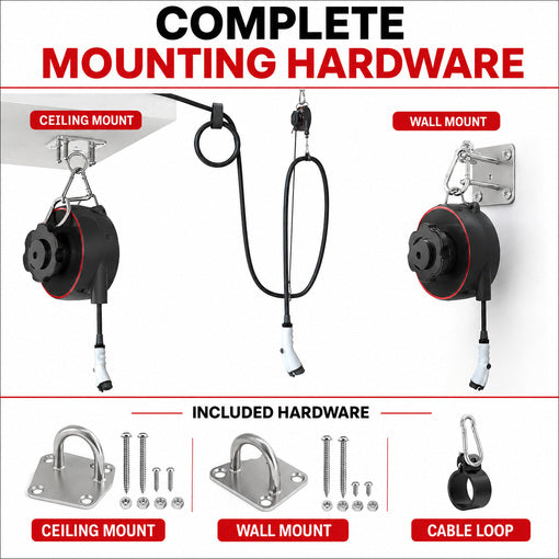 Universal EV Overhead Retractable Cable Management System