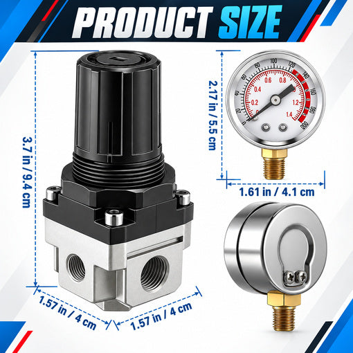 4-Port Air Regulator System with 0-200 PSI Gauge