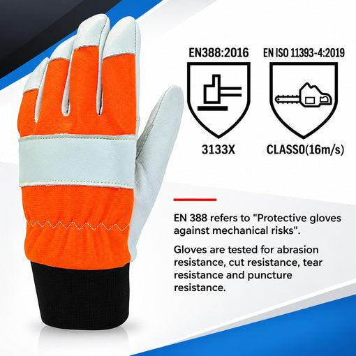 Chainsaw Gloves Saw Protection on Left Hand Back