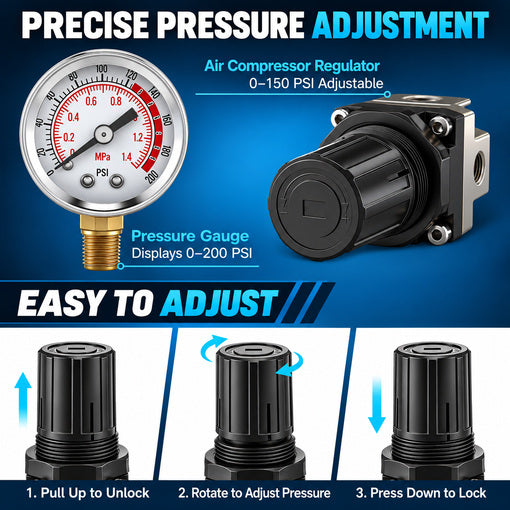 4-Port Air Regulator System with 0-200 PSI Gauge