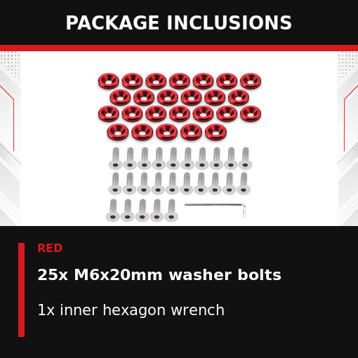 25PCS Fender Bumper Washers Engine Bay Dress Up Fastener Kit