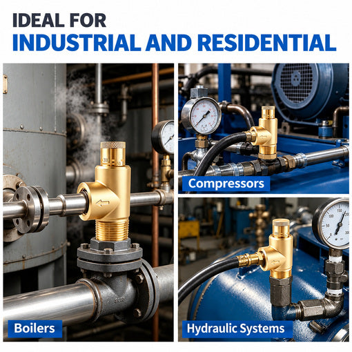 Poppet-Style Adjustable Pressure Relief Valve 100-300 PSI