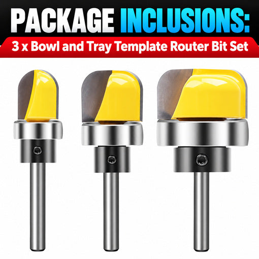 3PCS Bowl and Tray Template Router Bit Set