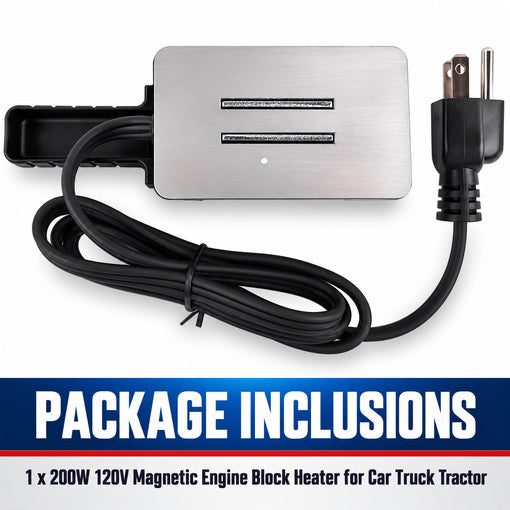 200W 120V Magnetic Engine Block Heater for Car Truck Tractor