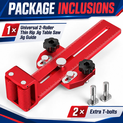 Universal 2-Roller Thin Rip Jig Table Saw Jig Guide