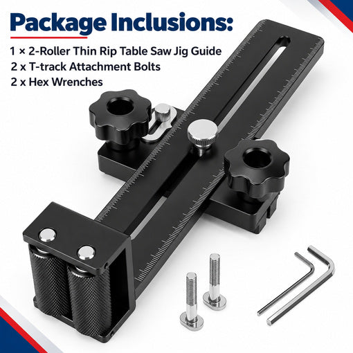 2-Roller Thin Rip Table Saw Jig Guide