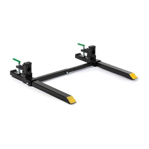 Clamp-On Pallet Forks with Adjustable Stabilizer Bar