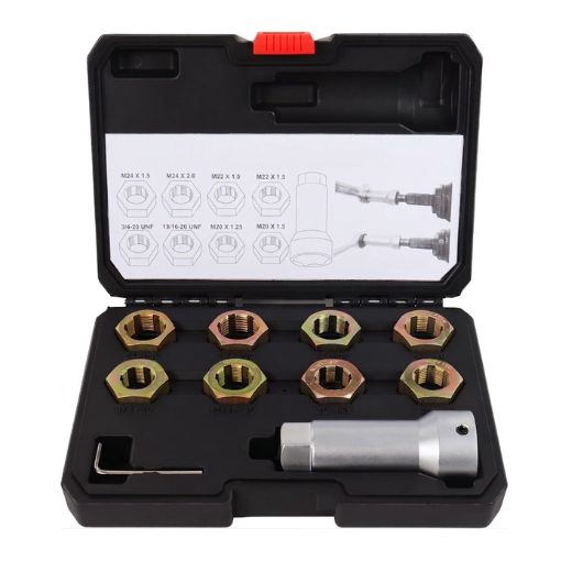 10-Piece Axle Spindle and Wheel Stud Thread Chaser Set