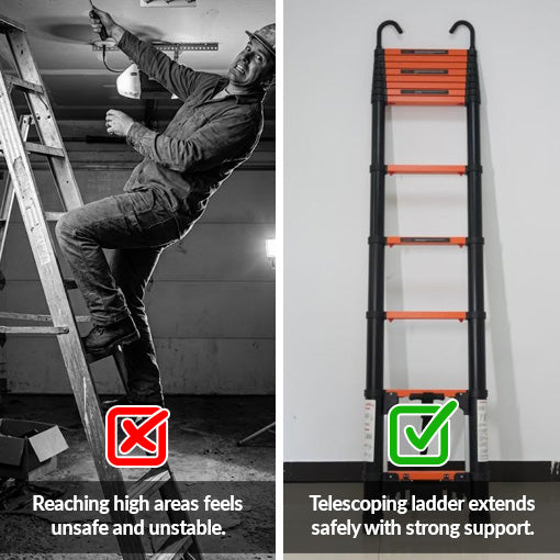 One-Step Collapsible 12.5FT Telescoping Ladder