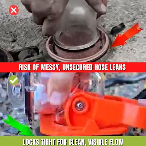RV Clear Sewer Adapter with Drain Lock