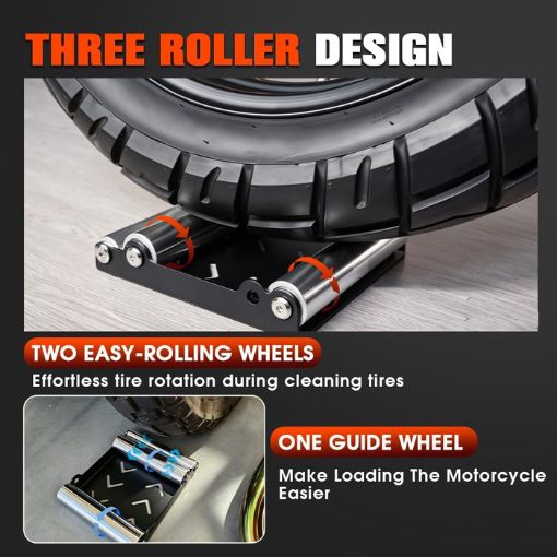 Easy Universal Motorcycle Wheel Roller Cleaning Stand