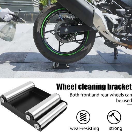 Easy Motorcycle Wheel Cleaning Roller Stand
