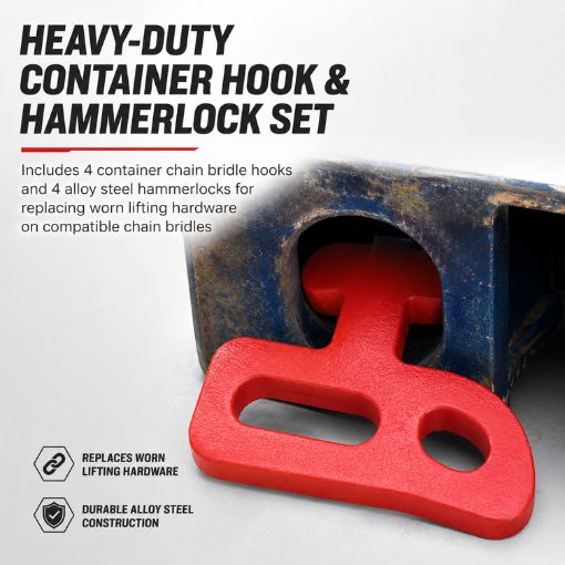 4-Pack Shipping Container Chain Bridle Hooks with Hammerlocks