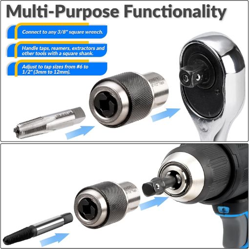 Ratcheting Tap Socket Set with Adjustable Jaws