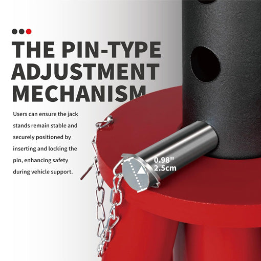 Heavy-Duty Medium Profile Pin Type Adjustable Jack Stand