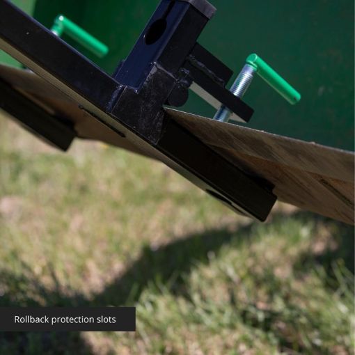 Clamp-On Pallet Forks with Adjustable Stabilizer Bar