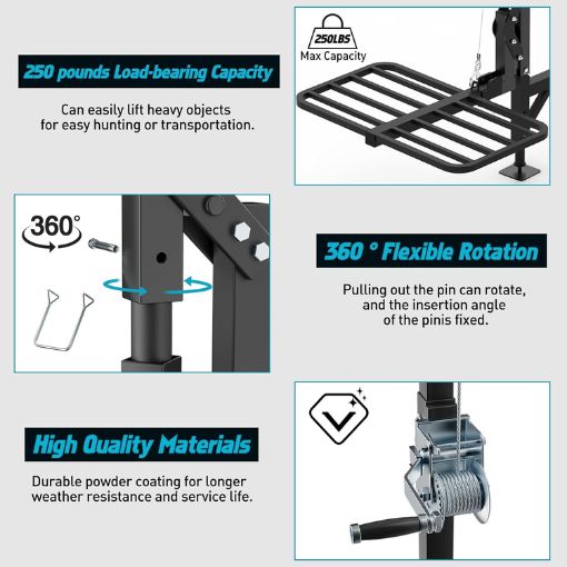 Heavy Duty Hitch-Mounted Lifting System with Platform