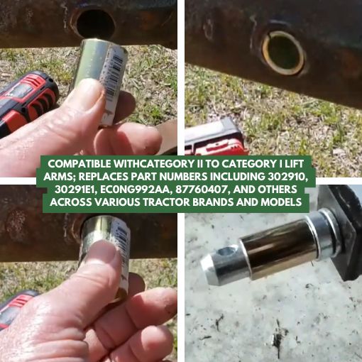 CAT 1 to CAT 2 Universal Lower Lift Arm Bushing Adapter Set