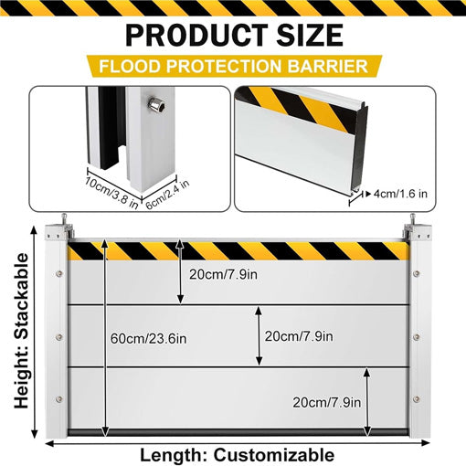 Reusable Heavy Duty Aluminum Flood Water Barrier