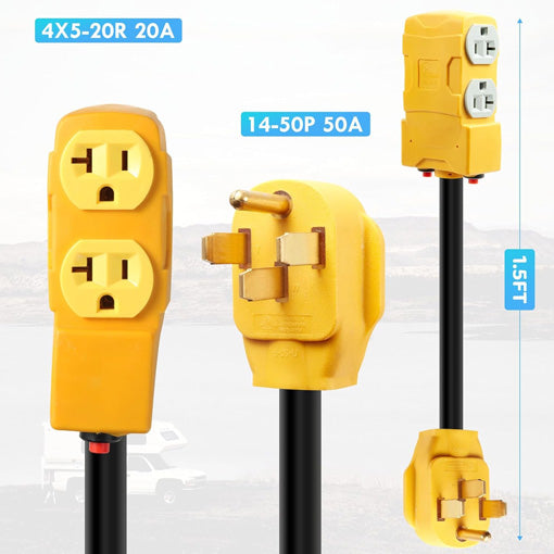 50 Amp to 20 Amp 110V RV Distribution Adapter