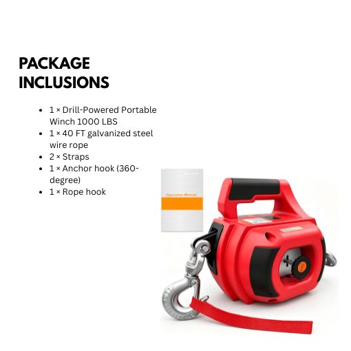 Drill-Powered Portable Winch 1000 LBS