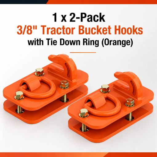 2-Pack 3/8" Tractor Bucket Hooks with Tie Down Ring