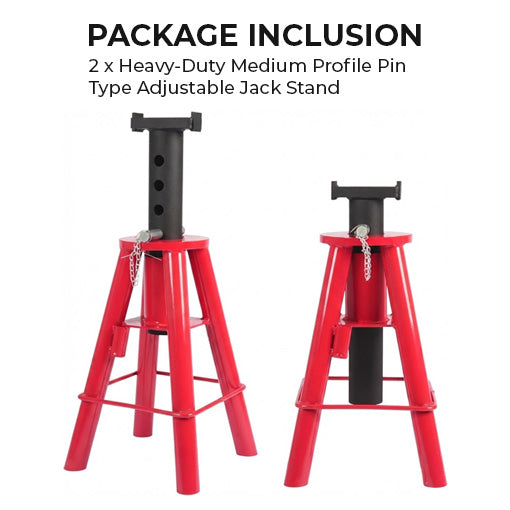 Heavy-Duty Medium Profile Pin Type Adjustable Jack Stand