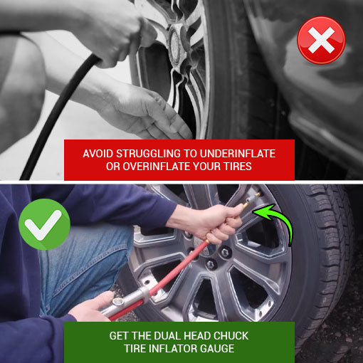 Dual Head Chuck Tire Inflator Gauge