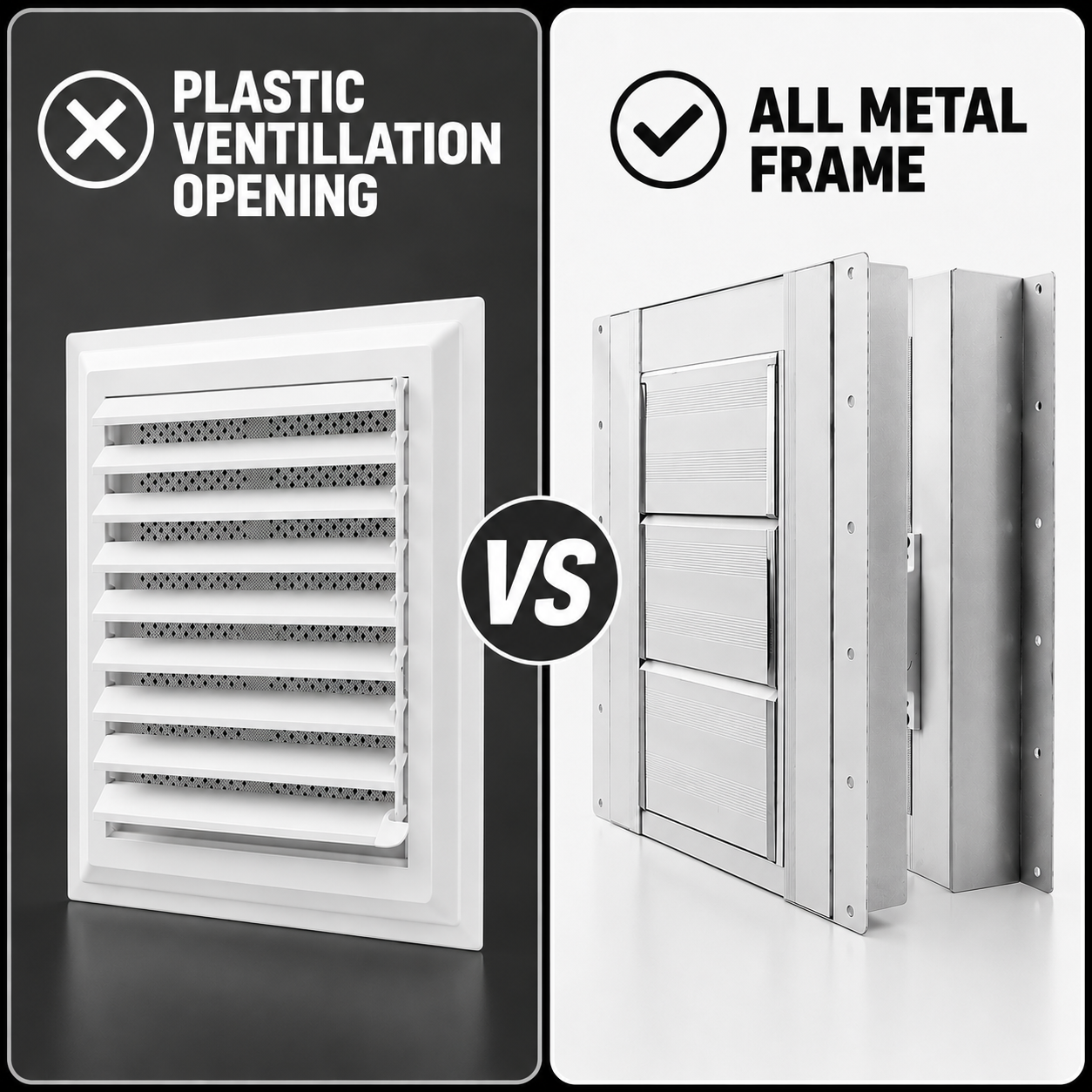 2-Pack Stainless Steel Shipping Container Vent with Adjustable Shutter
