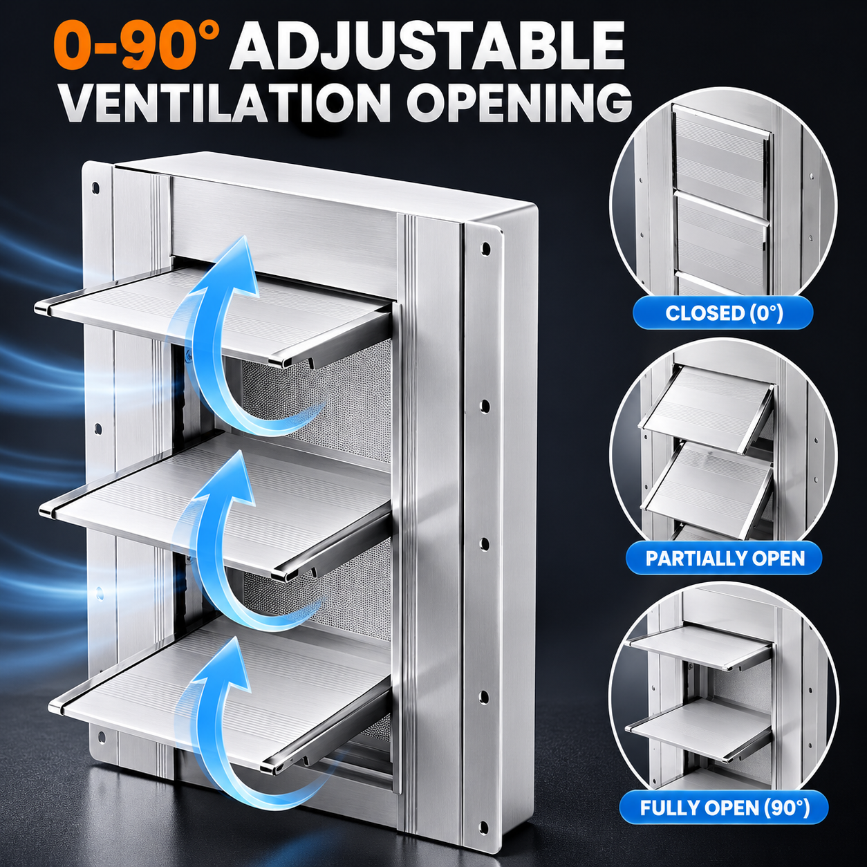 2-Pack Stainless Steel Shipping Container Vent with Adjustable Shutter