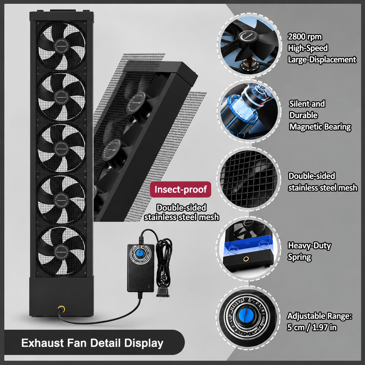 Detachable Window Exhaust Fan for Sliding Windows