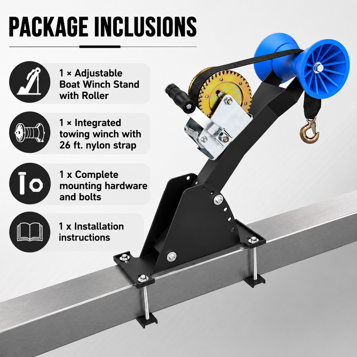 Adjustable Boat Winch Stand with Roller