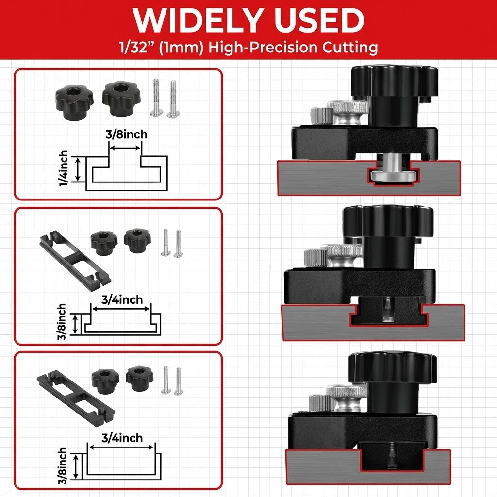 Universal 3-Roller Thin Rip Jig Table Saw Jig Guide