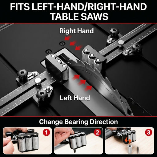Universal 3-Roller Thin Rip Jig Table Saw Jig Guide