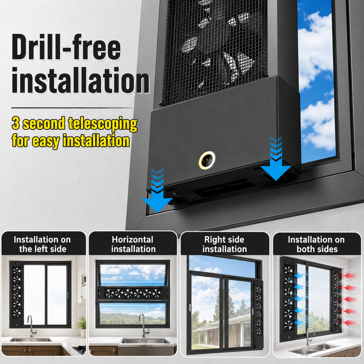 Detachable Window Exhaust Fan for Sliding Windows