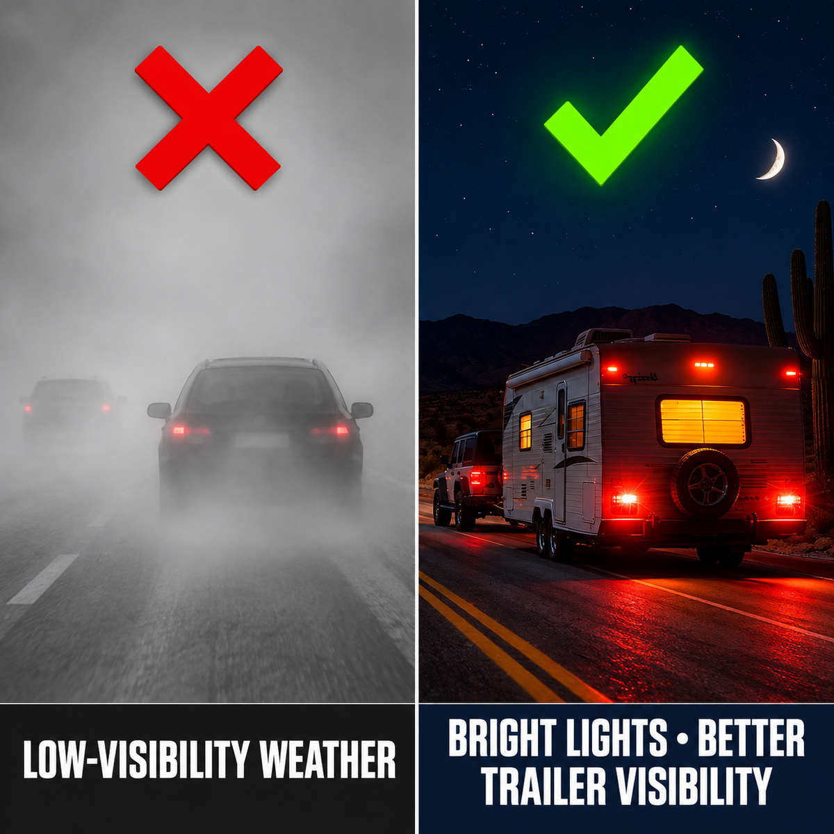Upgraded Wireless Magnetic Trailer Tow LED Lights