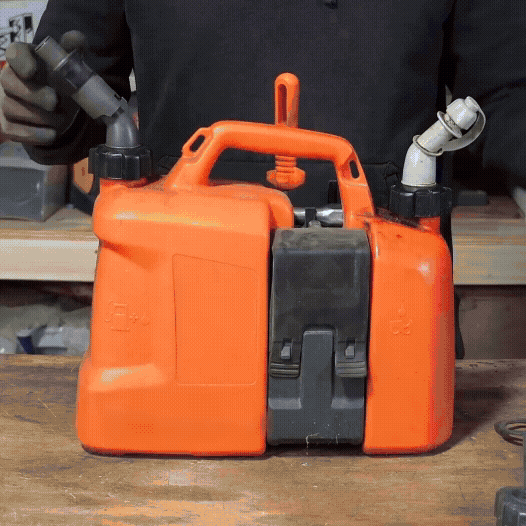 On-The-Go Dual-Chamber Chainsaw Fuel and Bar Oil Can