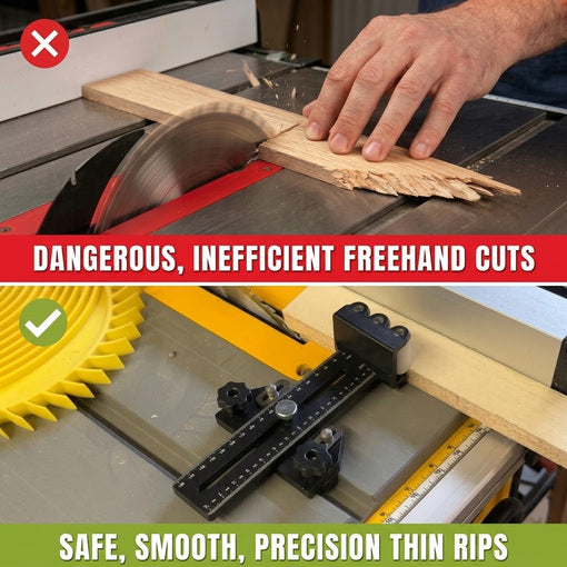 Universal 3-Roller Thin Rip Jig Table Saw Jig Guide