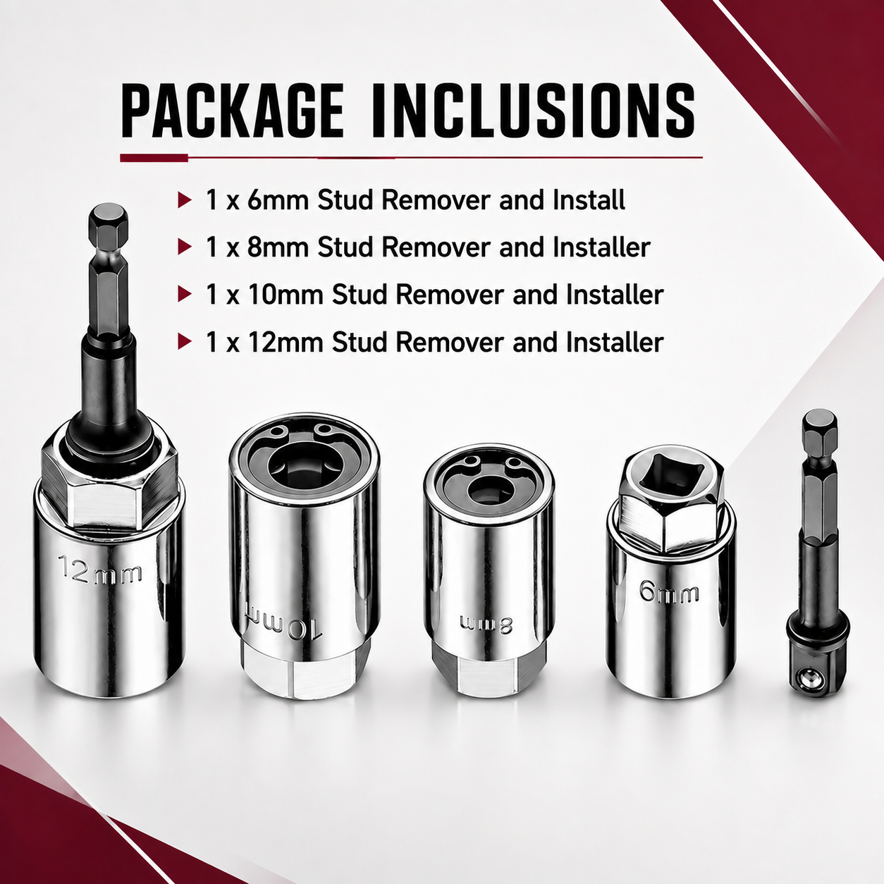 4-Piece Metric Stud Remover and Installer Set