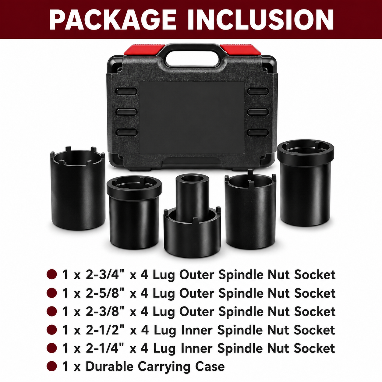 5-Piece Spindle Nut Socket Tool Kit