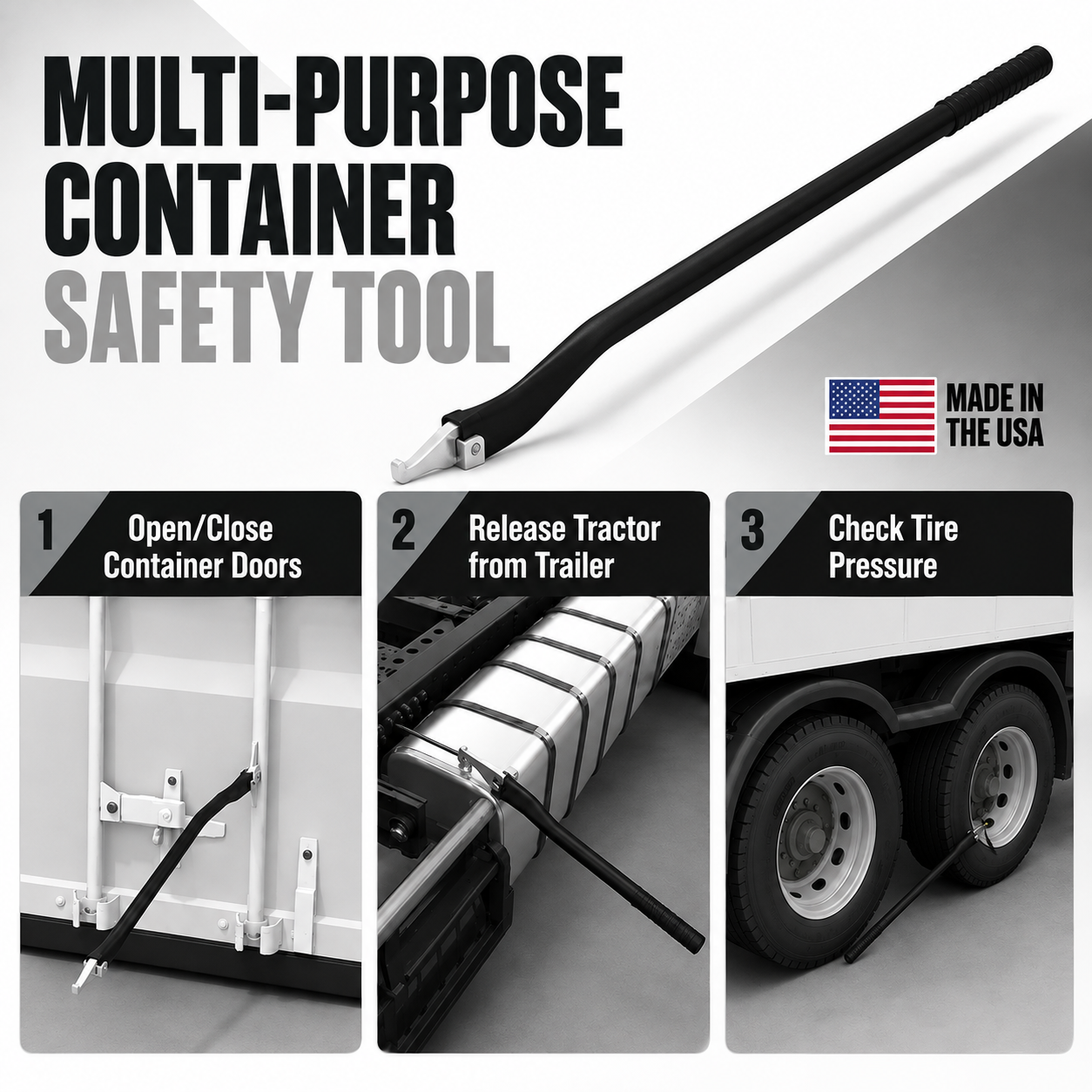 Shipping Container Doors Leverage Bar with Long Detachable Extension Handle