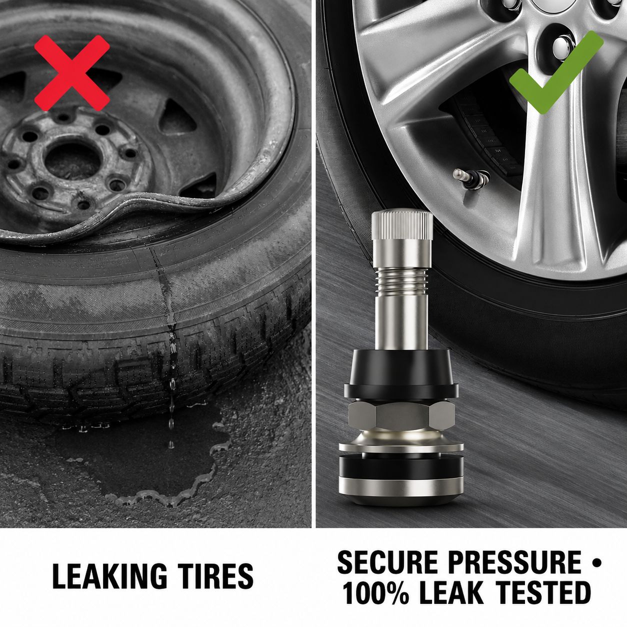 Clamp-in Metal Tire Valve Stem Set
