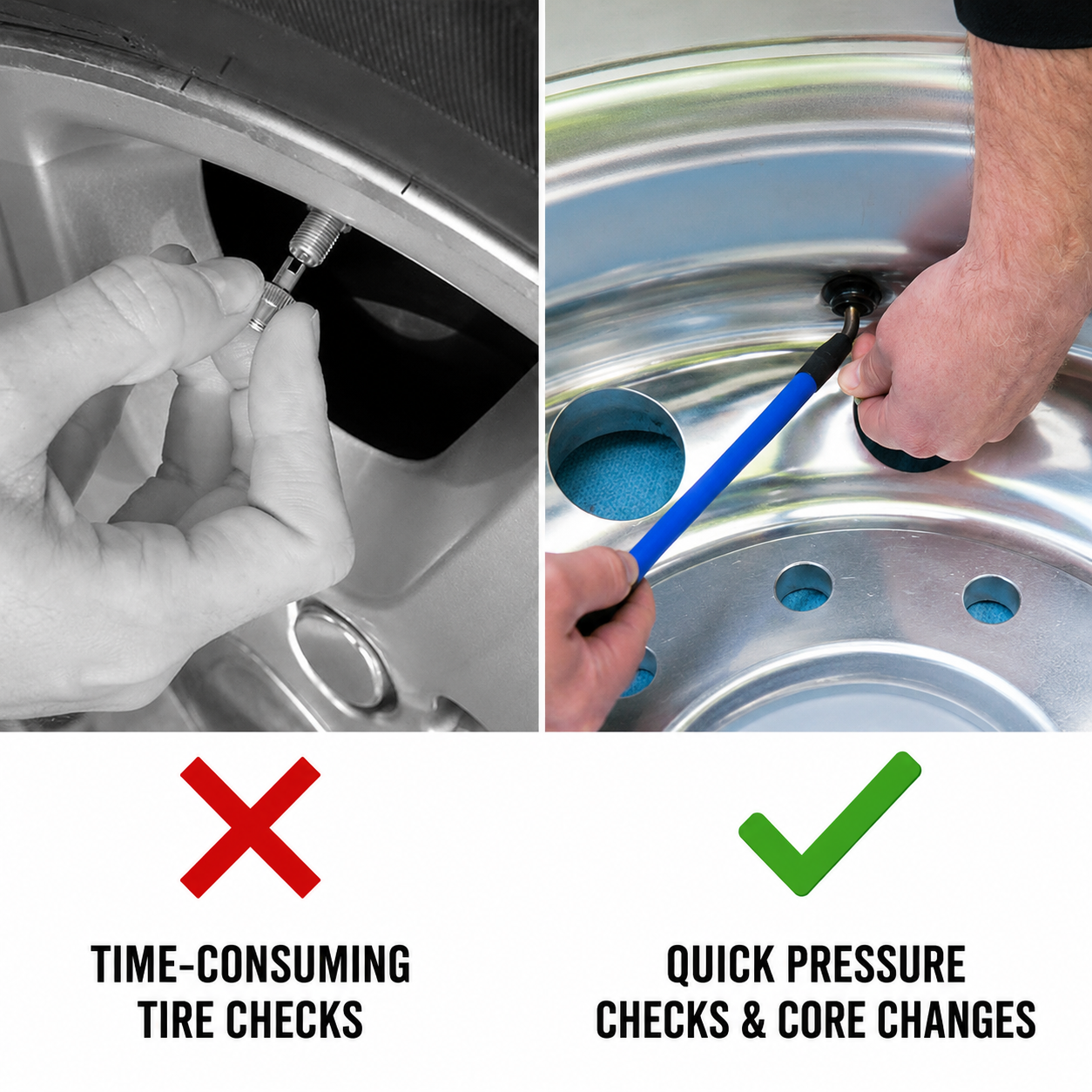 Dually Wheel Tire Valve Cap and Core Remover/Installer Tool