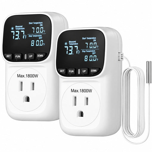2-Pack 15A Digital Temperature Controller Outlet