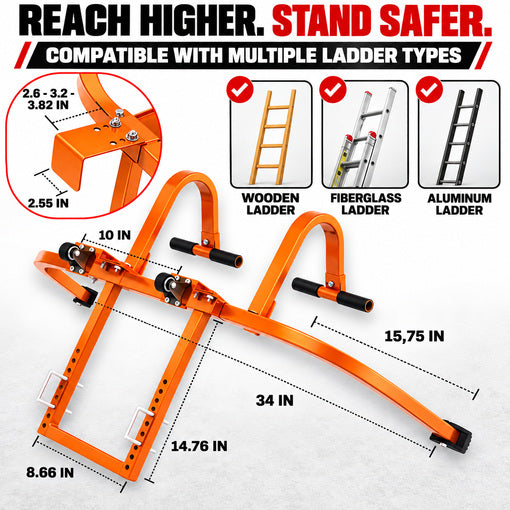 2-in-1 Heavy Duty Ladder Stabilizer with Roof Hooks